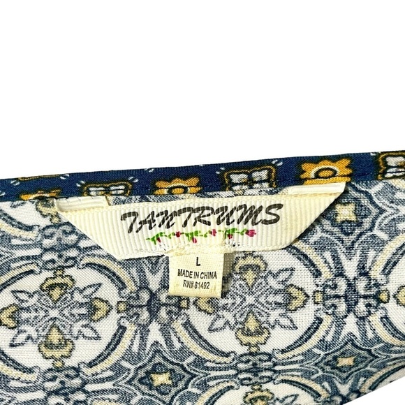 Tantrums Boho Pleasant Blouse Size Large Navy/Yellow - Picture 4 of 5